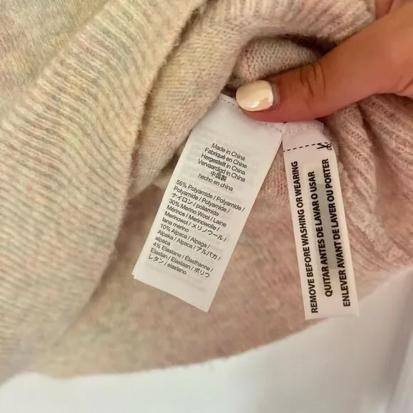 Jcrew Women's Pink and Orange Mock Neck Pattern Sweater - Picture 3 of 4